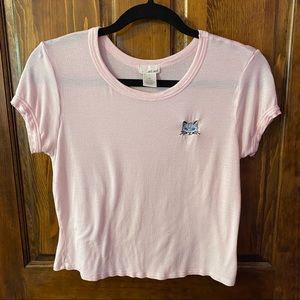 embroidered cat crop top